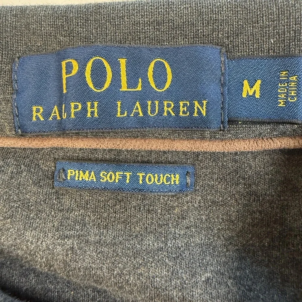 Polo Ralph Lauren Pima Soft Touch Mens Shirt M Gray Long Sleeve Cotton Preppy